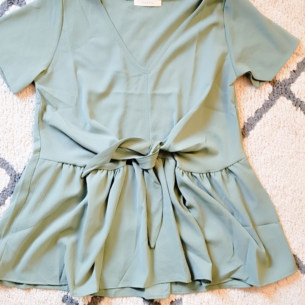 Olive green peplum shirt